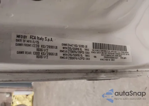 2016 Ram Promaster City Tradesman from USA, damaged, VIN ZFBERFAT6G6B52627